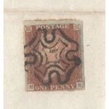 1841 IMPERFORATE PENNY RED STAMP ON ENTIRE LANCASTER / KENDAL WITH MALTESE CROSS (MK)