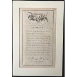 MOUNTED ENGRAVING ABOUT MARRIAGE W. CLARK SCRIPSIT 1735