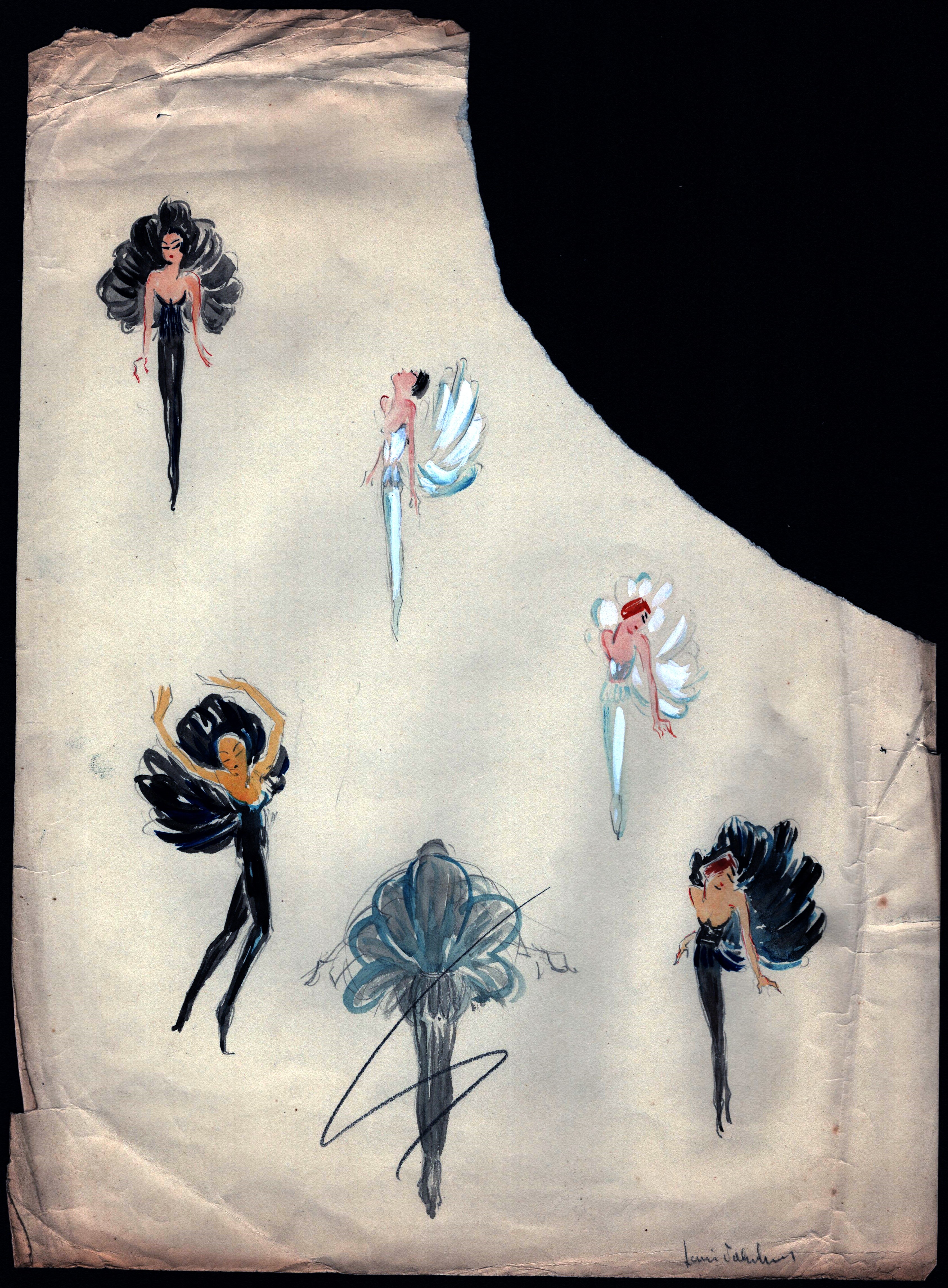 SKETCH DRAWING OF BALLET DANCERS COSTUMES