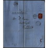 1870-1 INCOME TAX LETTER WITH ONE PENNY RED STAMP