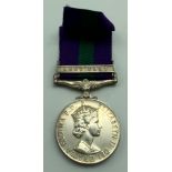 QUEEN ELIZABETH II GENERAL SERVICE MEDAL 1 BAR NEAR EAST 22950453 PTE.M.HENDERSON.Y&L