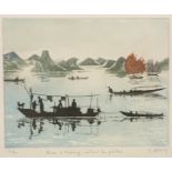 HALONG BAY - RETURN OF FISHERMEN LIMITED SIGNED EDITION PRINT BY SIMONE VRAIN 3/50