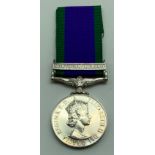 QUEEN ELIZABETH CAMPAIGN SERVICE MEDAL 1 BAR NORTHERN IRELAND 24220858 GDSM.J.CLIFFORD. COL DM. GDS.