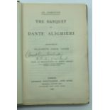 1887 IL CONVITO THE BANQUET OF DANTE ALIGHIERI TRANSLATED BY ELIZABETH PRICE SAYER AND SIGNED BY HER