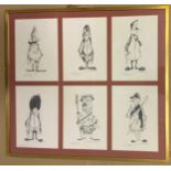 SIGNED FRAMED SIX SKETCHES OF GUARDS BY JON CALDECOURT