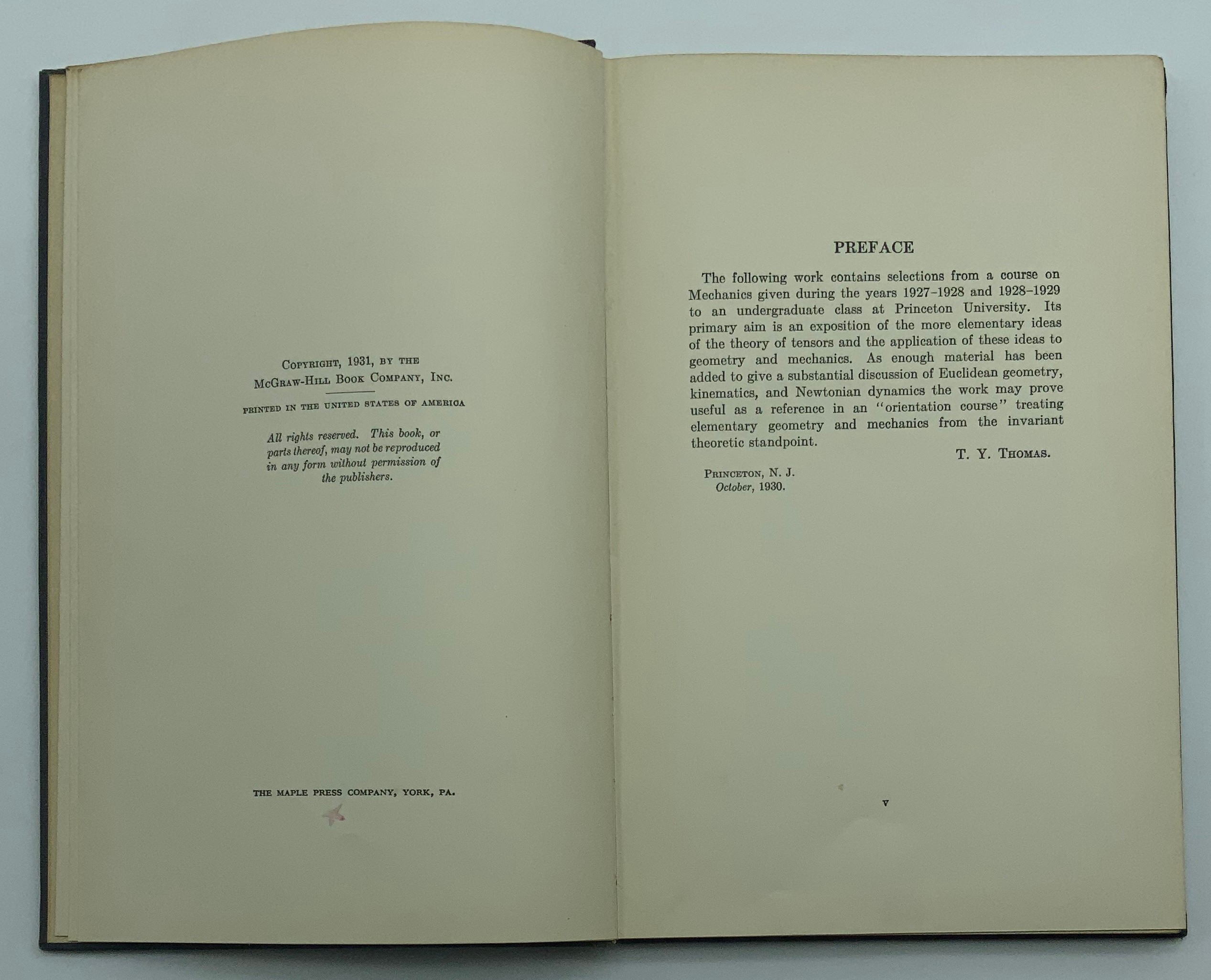 THE ELEMENTARY THEORY OF TENSORS BY TRACY YERKES THOMAS 1931 - Image 2 of 5