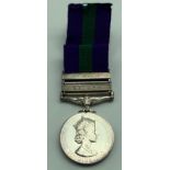QUEEN ELIZABETH II GENERAL SERVICE MEDAL WITH 2 BARS CYPRUS AND MALAYA S/19054647 SGT.A.J.THOMSON.