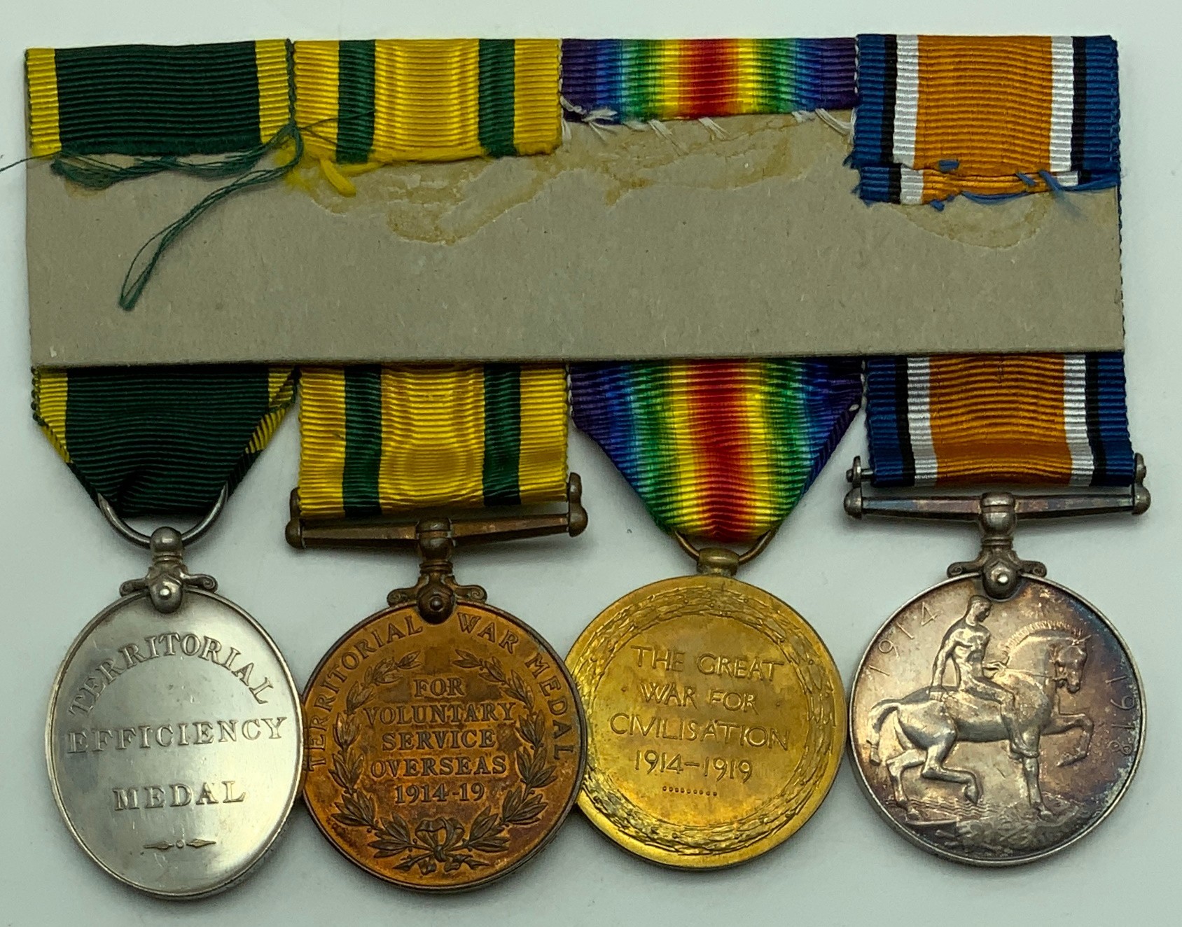WWI GROUP OF FOUR MEDALS INCLUDING TERRITORIAL MEDALS AWARDED TO M.H. BELL. R.E. - Image 2 of 2
