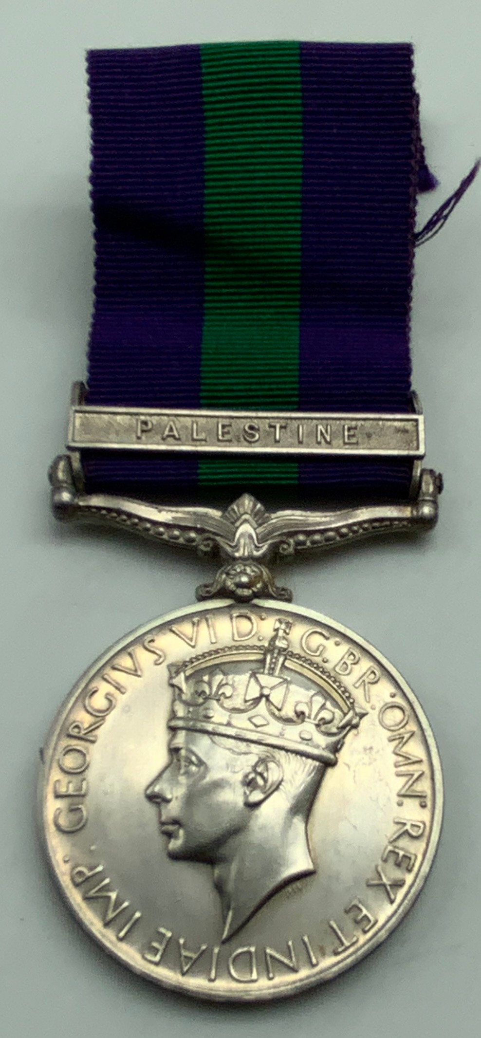 KING GEORGE VI GENERAL SEVICE MEDAL 1 BAR PALESTINE 2280 B/CONST.T.COOPER.PAL.POLICE