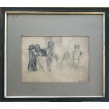 Edmund Harburger 1846-1906. German. Pencil Drawing. “Men Enjoying Conversation”. Signed.