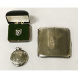 SILVER CIGARETTE CASE, TRINKET CASE & MILLEFIORI RING