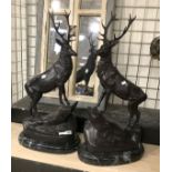 PAIR OF BRONZE HIGHLAND STAGS