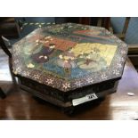 OCTAGONAL SHAPED PAINTED MUGHAL SIDE TABLE - SLIGHT DAMAGE