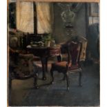Late 19th early 20th Century Continental School. Oil on canvas. “An Interior Scene”. Signed.