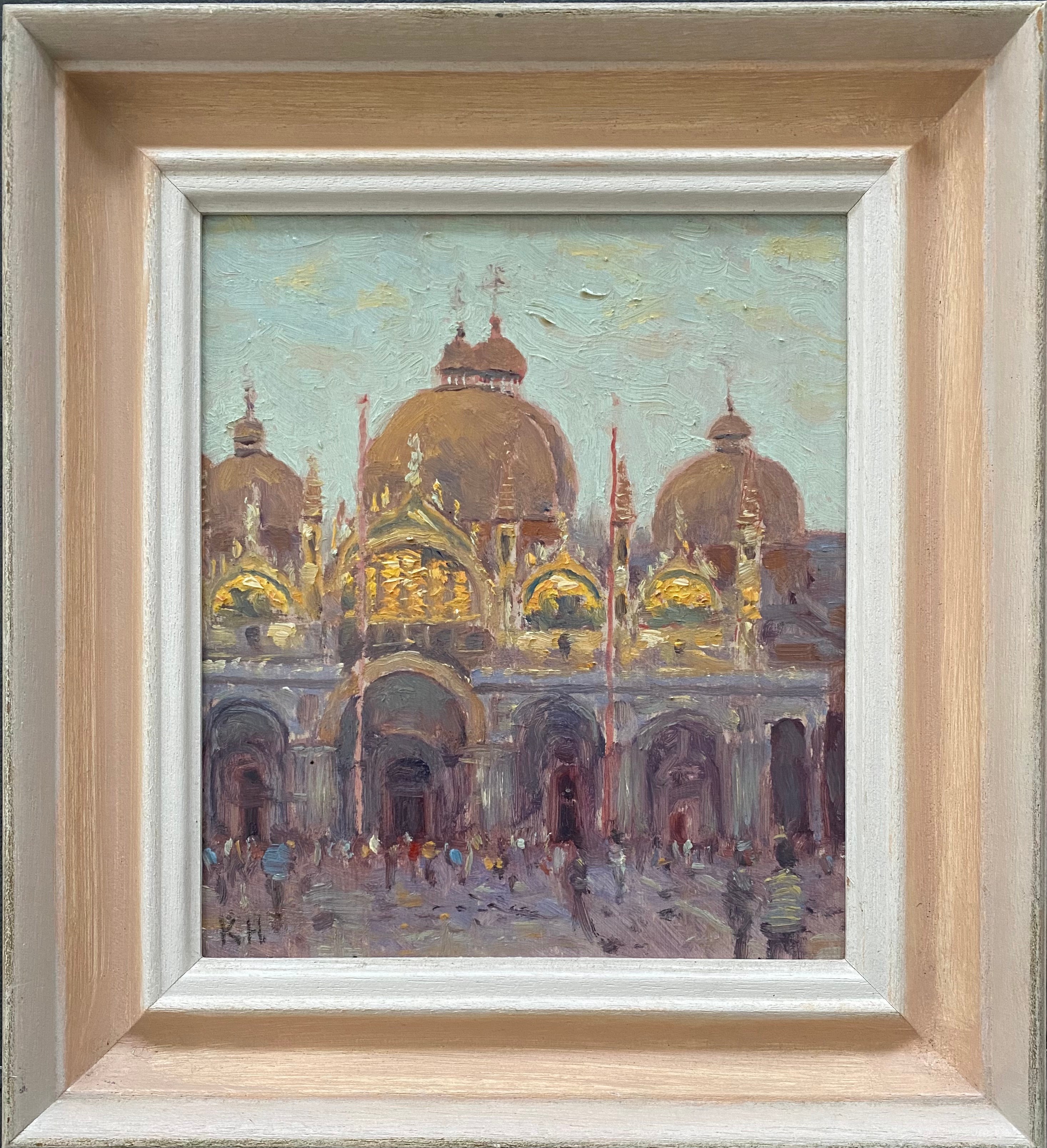Ken Howard b1932 (Attributed to). British. Oil on canvas. “San Marco Venice”. Signed with initials