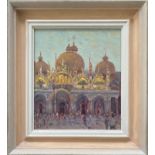 Ken Howard b1932 (Attributed to). British. Oil on canvas. “San Marco Venice”. Signed with initials