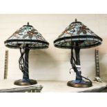 PAIR BLUE DRAGONFLY TIFFANY STYLE LAMPS