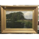ROWLAND HOLYOAKE SIGNED OIL ON CANVAS - THE HOME OF THE SWAN
