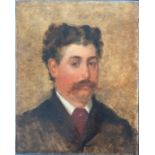 Louise Corneau. 19th Century French. Oil on canvas. “Portrait of a Man with Moustache”. Signed