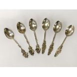 SIX FLORAL HALLMARKED SILVER SPOONS