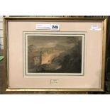 FRAMED WATERCOLOUR PAINTING BY WILLIAM PAYNE BRIDGE NEAR CASTLE BRECON BRITISH 1776-1830