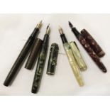 FOUR VINTAGE AND COLLECTABLE FAMOUS BRAND NAME FOUNTAIN PENS 3 WITH 14 CT NIBS