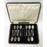 BOXED BRITISH SILVER 12 PIECE SPOON SET- 1 SPOON MISSING