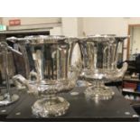 PAIR SILVER PLATE WINE COOLERS & LINERS