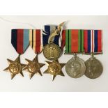 SET OF 5 WW2 MEDALS & GREEK CAMPAIGN MEDAL & RIBBON WITH CERTIFICATES