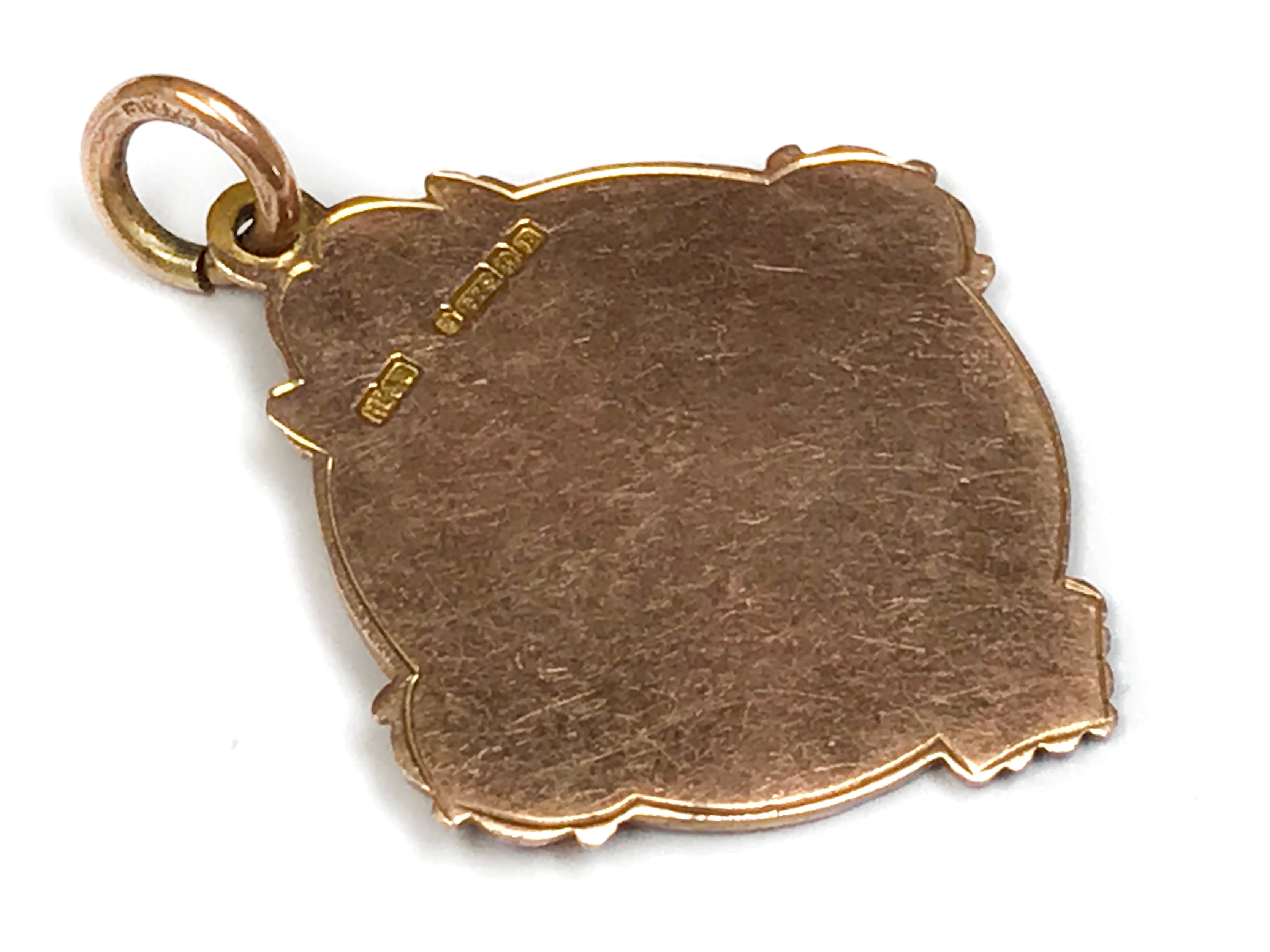 TWO 9CT GOLD FOB PENDANTS MEDALS (14g) - Image 9 of 10
