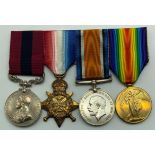 WWI GROUP OF FOUR MEDALS INCLUDING DISTINGUISHED CONDUCT MEDAL