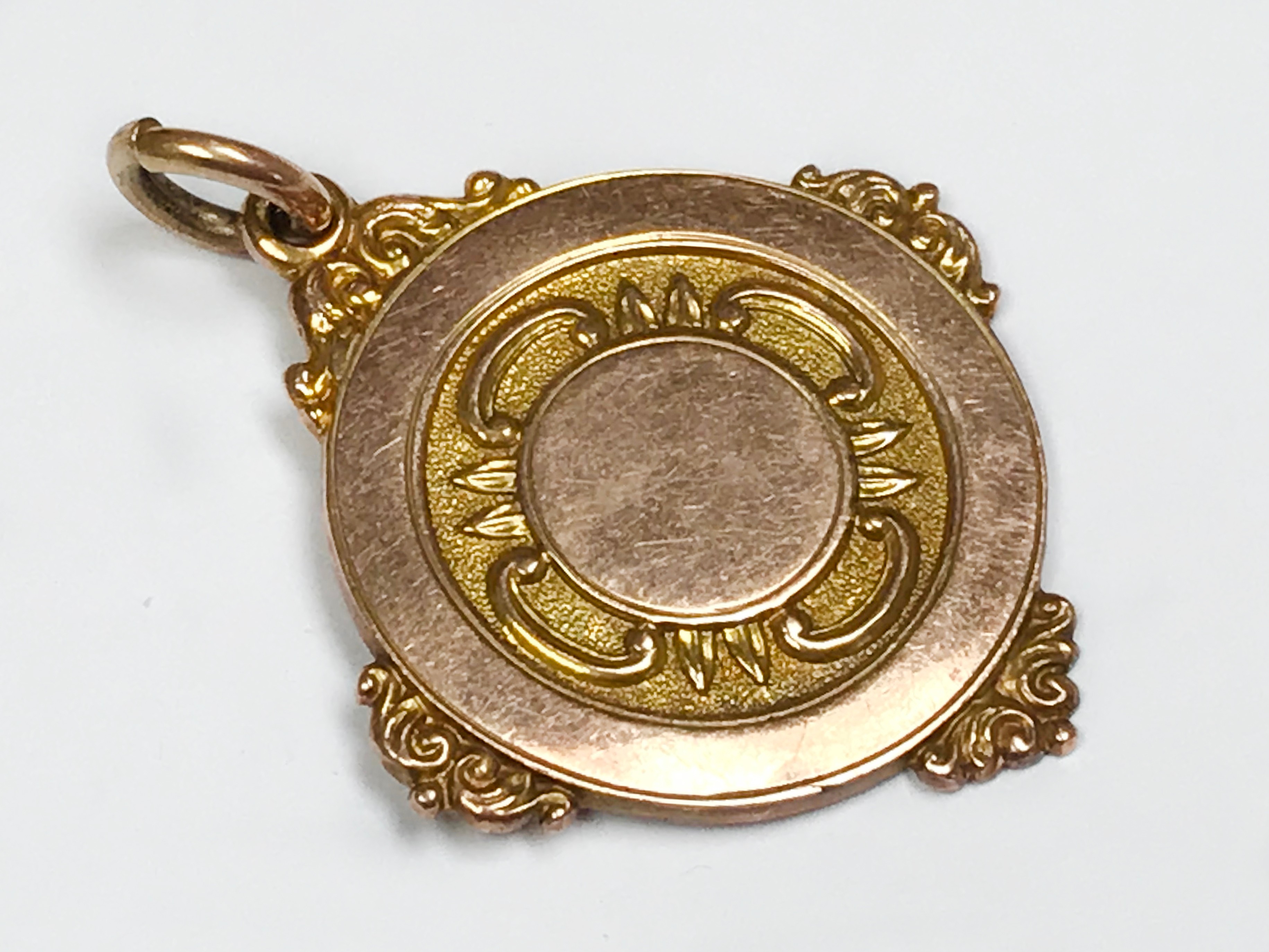 TWO 9CT GOLD FOB PENDANTS MEDALS (14g) - Image 8 of 10