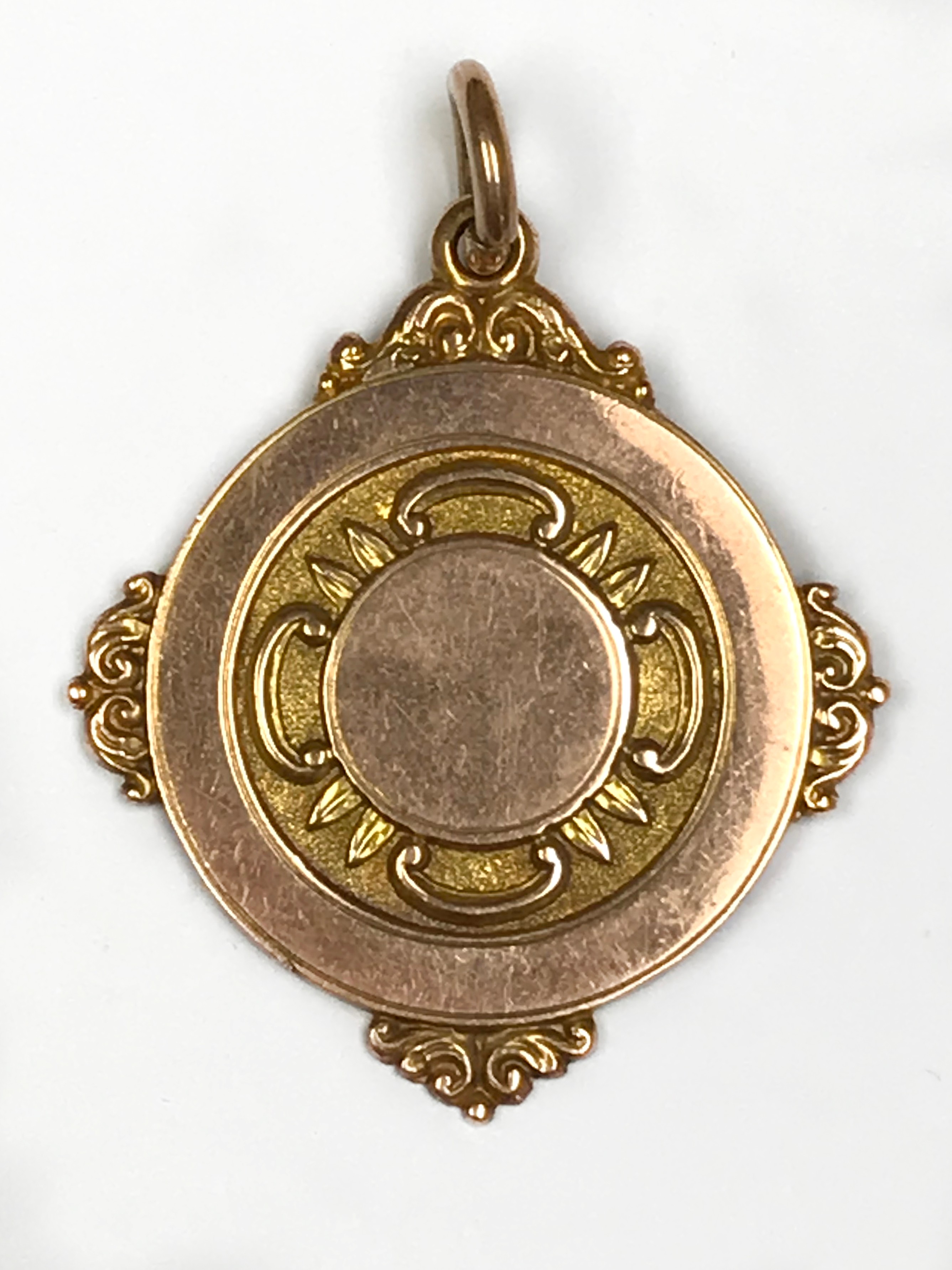 TWO 9CT GOLD FOB PENDANTS MEDALS (14g) - Image 6 of 10