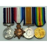 WWI GROUP OF FOUR MEDALS INCLUDING MILITARY MEDAL