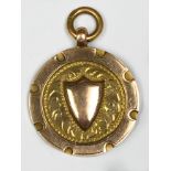 TWO 9CT GOLD FOB PENDANTS MEDALS (14g)