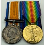 WWI BRITISH WAR MEDAL & VICTORY MEDAL SET AWARDED TO PRIVATE RODERICK H. DOW 14-LOND. R 514821