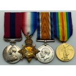 WWI GROUP OF FOUR MEDALS INCLUDING DISTINGUISHED CONDUCT MEDAL
