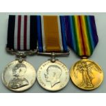 WWI GROUP OF THREE MEDALS INCLUDING MILITARY MEDAL