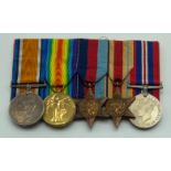WWI & WWII GROUP OF FIVE MEDALS (SOME ASSOCIATED DOCUMENTS)