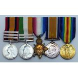 QUEEN VICTORIA & WWI GROUP OF FIVE MEDALS – (ARGYLL & SUTHERLAND HIGHLANDERS)