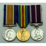 WWI GROUP OF THREE MEDALS INCLUDING ‘FOR MERITORIOUS SERVICE’ MEDAL