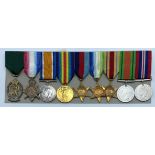 WWI & WWII GROUP OF 9 MEDALS INCLUDING HALLMARKED SILVER OFFICERS ROYAL NAVY VOLUNTEER RESERVE MEDAL