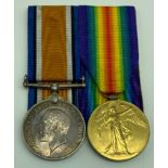 WWI BRITISH WAR MEDAL & VICTORY MEDAL SET AWARDED TO PRIVATE CHARLES STANFORD DAWNEY 14-LOND. R