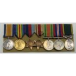 A WWI & WWII GROUP OF SEVEN MEDALS INCLUDING TERRITORIAL EFFICIENCY SERVICE MEDAL