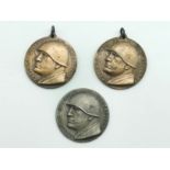 TWO BRONZE & ONE SILVER ITALIAN WAR MEDALS