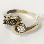 14CT MULTI STONE RING - SIZE N