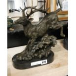 BRONZE STAG ON MARBLE BASE - 28CMS