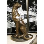 BRONZE ART DECO STYLE PANTHER - 45CMS
