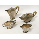 HM SILVER FOUR PIECE ART DECO TEASET