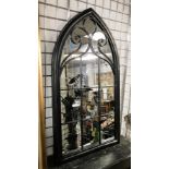 BLACK METAL GOTHIC GARDEN MIRROR - 110CM X 60CMS